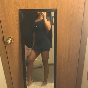 Blue laced-up Bodycon Dress